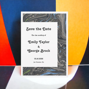 Abstrakte Hochzeitsszenierung in Graublau Save The Date