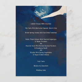 Abstrakte Hochzeitsszenierung mit Blaufarben Menükarte