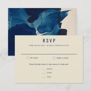 Abstrakte Hochzeitsszenierung mit Blaufarben RSVP Karte
