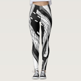 Abstrakte hohe Waisted Schwarzweiss-Leggings Leggings