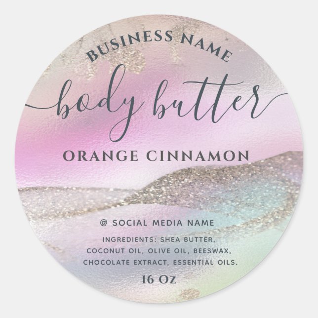 Abstrakte holografische Rose Gold moderne Schrift Runder Aufkleber (Vorderseite)