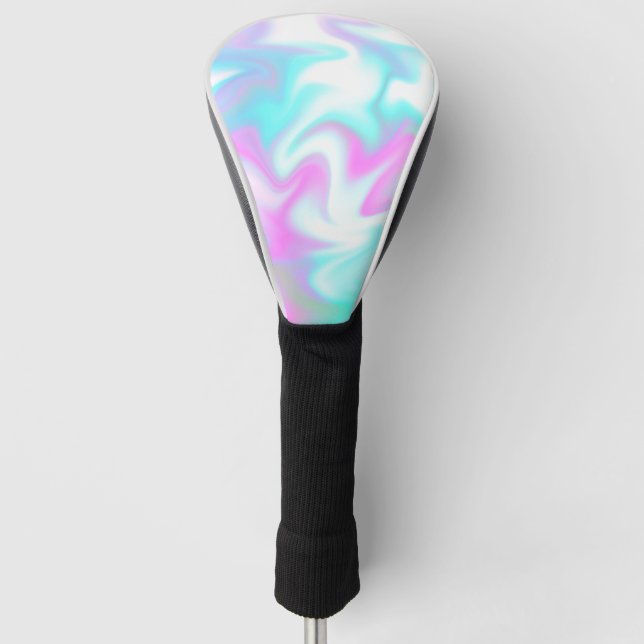 Abstrakte Hologramm farbenfrohe rosa blaue Wirbel Golf Headcover (Vorderseite)