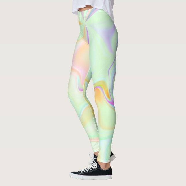 Abstrakte Hologramm Imitate Farbiges Muster Leggings (Links)