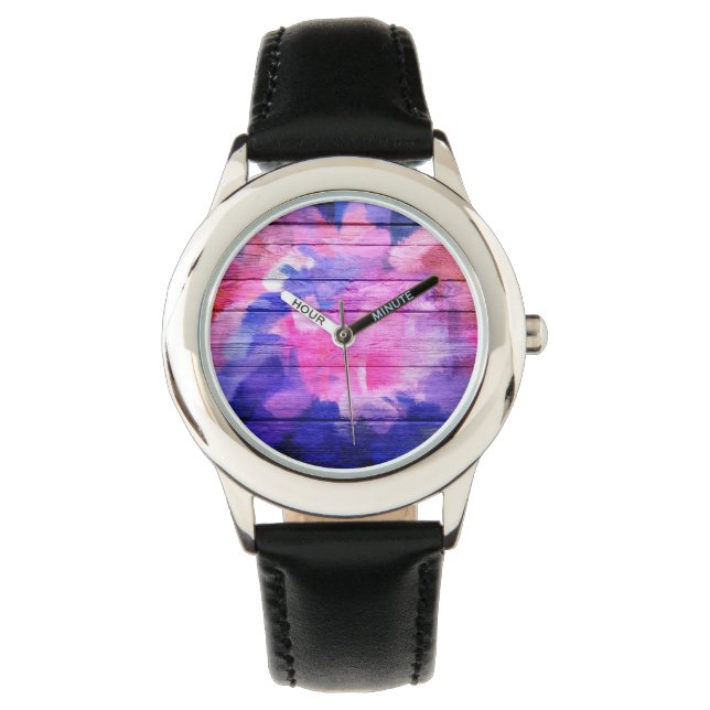 Abstrakte Holzmalerei #5 Armbanduhr (Vorderseite)