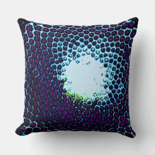 Abstrakte Honeycomb Design blau und lila Kissen