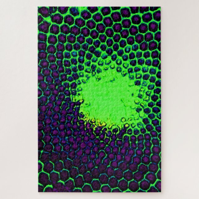 Abstrakte Honeycomb Design grün und lila Puzzle (Vertikal)