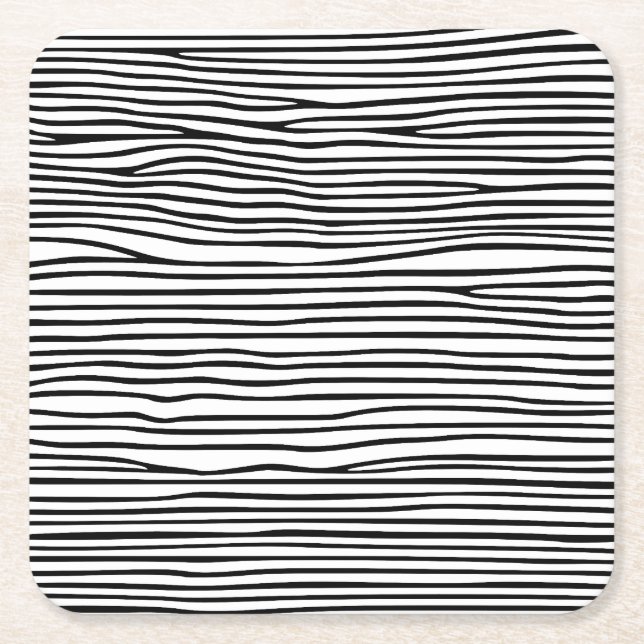 Abstrakte horizontale Linien_schwarz Rechteckiger Pappuntersetzer (Vorderseite)