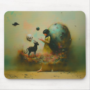 Abstrakte Hörner Katzenschädel okkultisieren Dunkl Mousepad