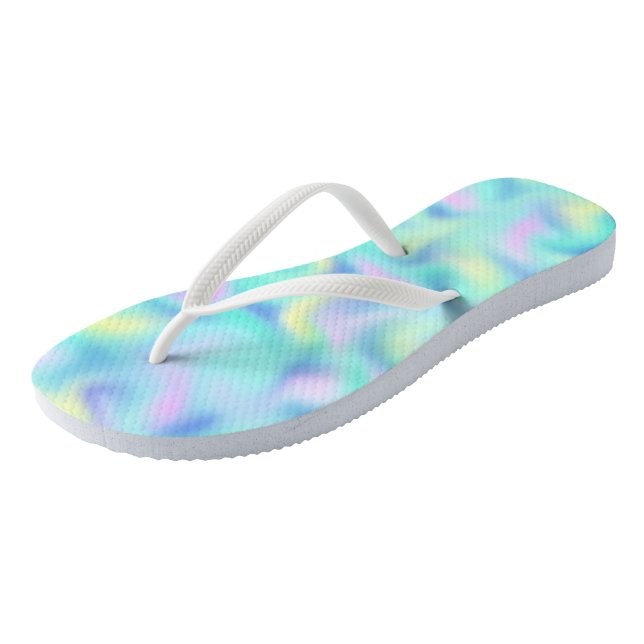 Abstrakte Hübsche Pastell-Wirbel Muster Flip Flops (Schrägansicht)
