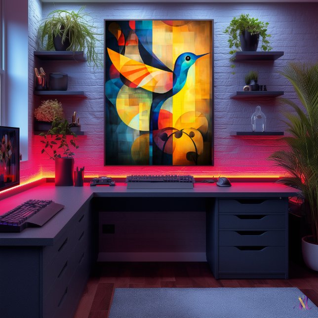 Abstrakte Hummingbird Art - Geometric Bird Poster (Von Creator hochgeladen)