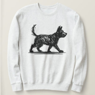 Abstrakte Hund-Linienkunst  Minimalistischer Kritz Sweatshirt