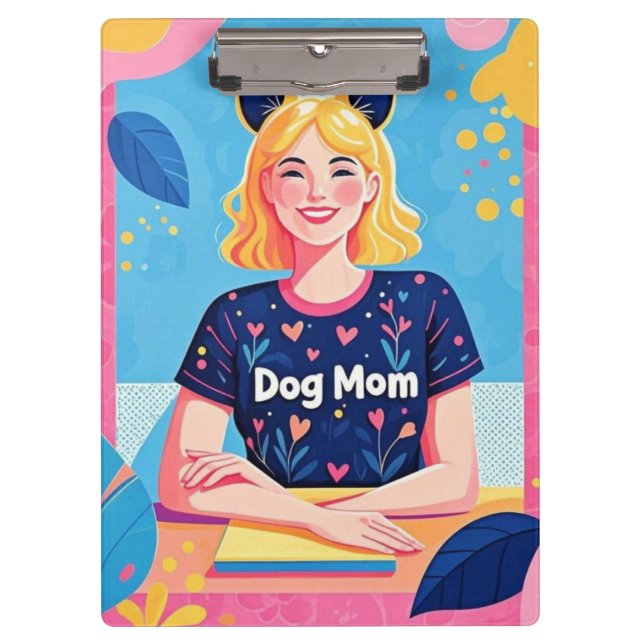 Abstrakte Hundemutter in Rosa Klemmbrett (Vorderseite)