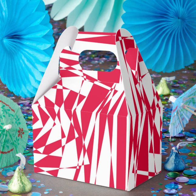 Abstrakte Illusion in Weißrot Geschenkschachtel (Party)