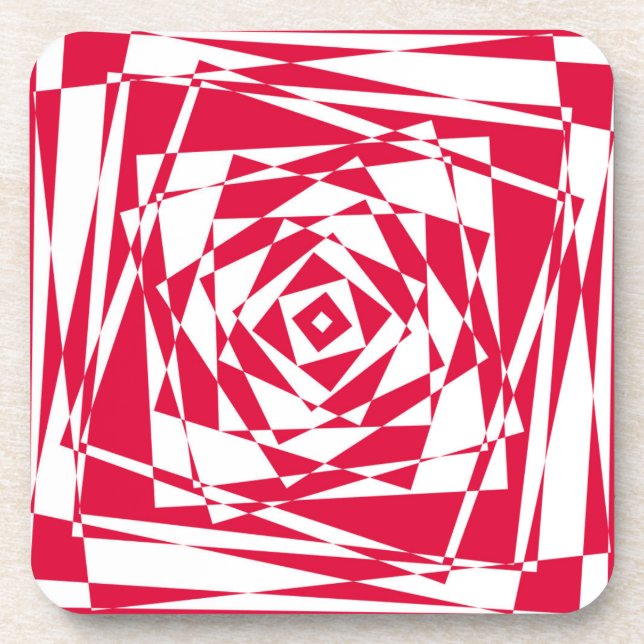 Abstrakte Illusion in Weißrot Getränkeuntersetzer (Vorderseite)