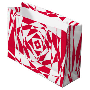 Abstrakte Illusion in Weißrot Große Geschenktüte
