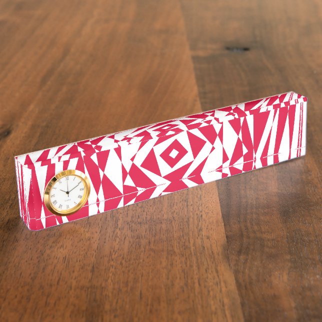 Abstrakte Illusion in Weißrot Namensplakette (Seite)