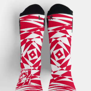 Abstrakte Illusion in Weißrot Socken