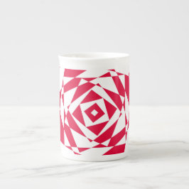Abstrakte Illusion Knochen-China-Tasse Weiß und Ro Prozellantasse