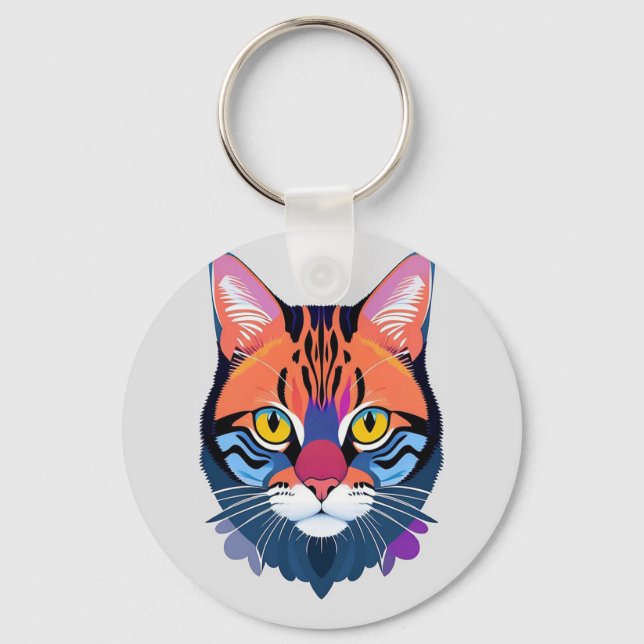 Abstrakte Illustration eines Katzengesichts Schlüsselanhänger (Vorderseite)