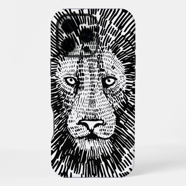 Abstrakte Illustration eines mutigen Löwengesichts iPhone Hülle (Rückseite)