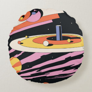 Abstrakte Illustration im psychedelischen Raum, Ge Rundes Kissen
