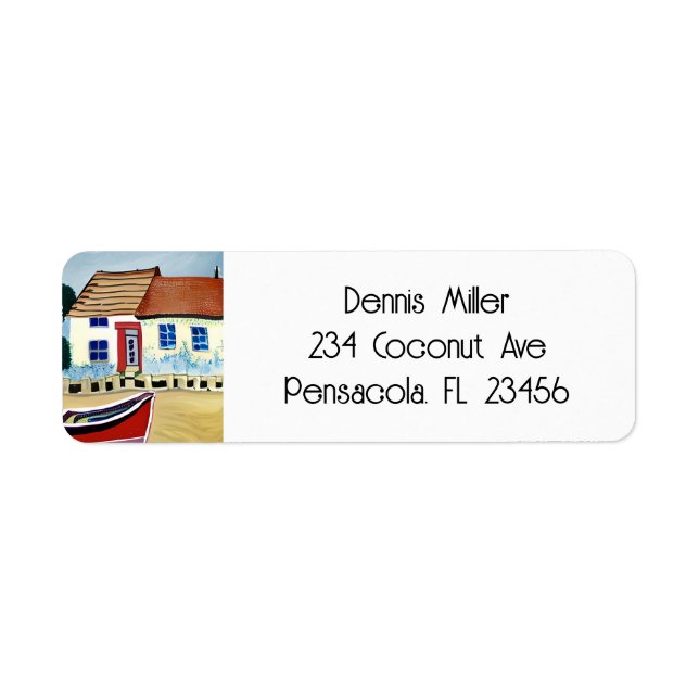 Abstrakte Illustration über Beach House und Boat (Vorne)