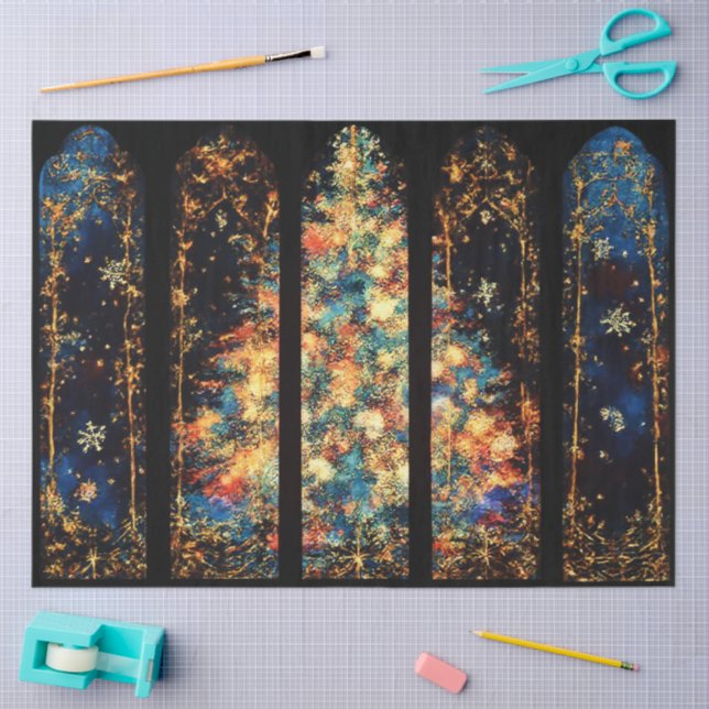 Abstrakte Illustration von Weihnachtsbaum unter Wi Seidenpapier (Basteln)