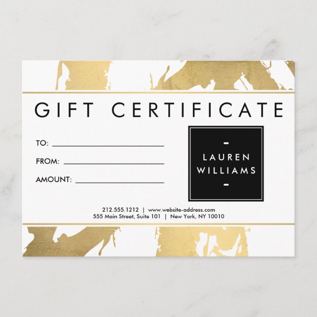 Abstrakte Imitate Gold Pinselstriche auf der White (Vorderseite)