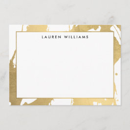 Abstrakte Imitate Gold Pinselstriche auf der White Mitteilungskarte