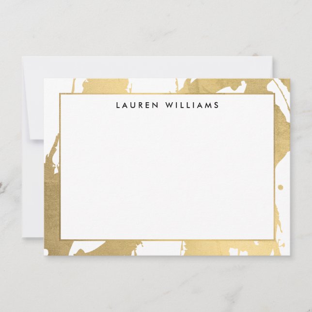 Abstrakte Imitate Gold Pinselstriche auf der White Mitteilungskarte (Vorderseite)