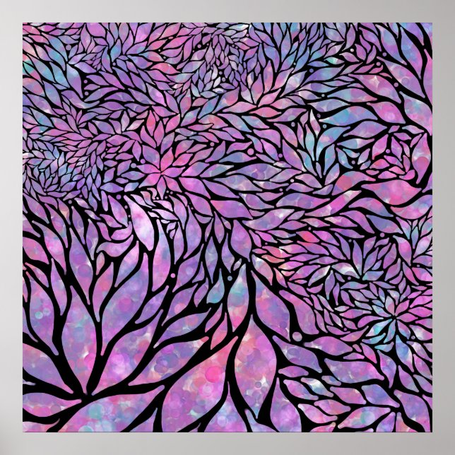 Abstrakte impressionistische Blätter Leinwand Poster (Vorne)