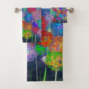 Abstrakte impressionistische Feld der Blume Badhandtuch Set