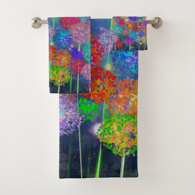 Abstrakte impressionistische Feld der Blume Badhandtuch Set (Insitu)