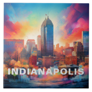 Abstrakte Indianapolis Skyline Art Modern Fliese