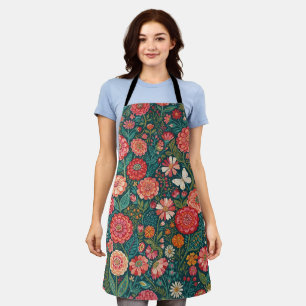 Abstrakte indische Blumen-Zinnias-Schmetterlinge-S Schürze