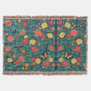 Abstrakte indische Blumenrosen-Schmetterlings-Deck Decke