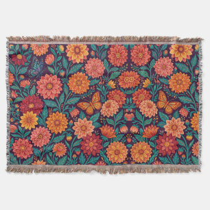 Abstrakte indische Dahlien Schmetterlinge Decken