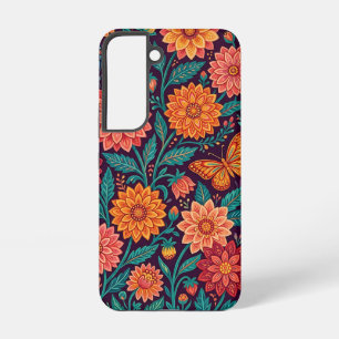 Abstrakte indische Dahlien Schmetterlinge Samsung Galaxy Hülle