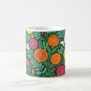Abstrakte indische Ringelblumen-Schmetterlinge-Kaf Kaffeetasse