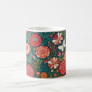 Abstrakte indische Zinnias-Schmetterlinge-Kaffeeta Kaffeetasse
