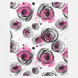 Abstrakte Inky Petals Muster Fleecedecke