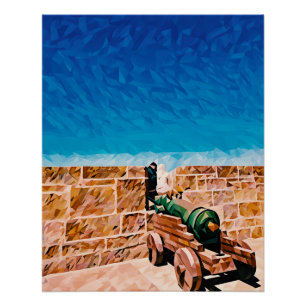 Abstrakte Interpretation des historischen Cannons Poster