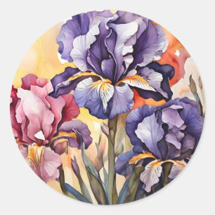 Abstrakte Iris-Blume Runder Aufkleber