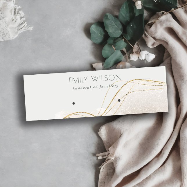 Abstrakte Ivory Gold Glitzer Shiny Earring Display Mini Visitenkarte (Von Creator hochgeladen)