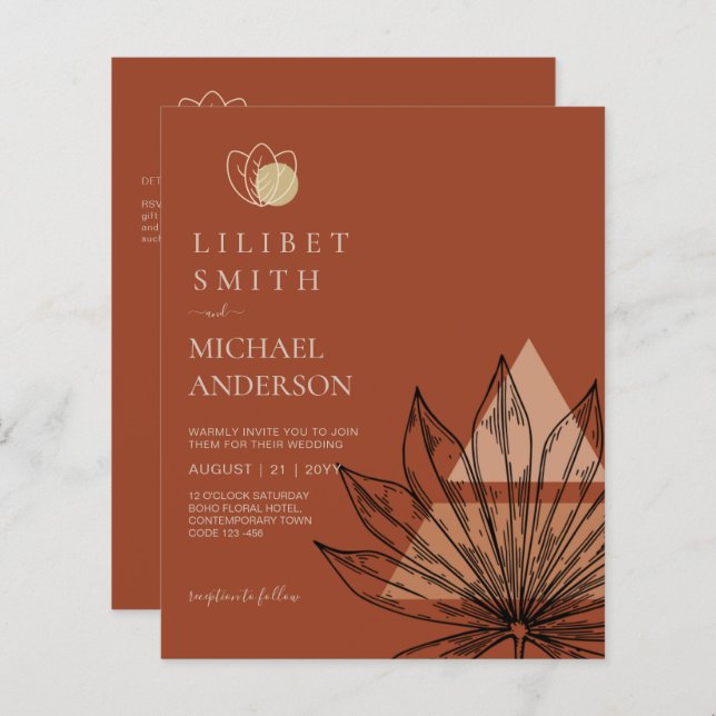 Abstrakte Japandi-Skandinavische Hochzeit (Vorne/Hinten)