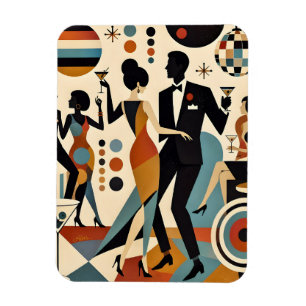 Abstrakte Jazzy Martinis und tanzende Cocktailpart Magnet