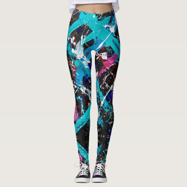 Abstrakte Jugendstil-Retrograde-Leggings Leggings (Vorderseite)
