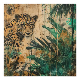Abstrakte Jungle Cat Landschaft Poster
