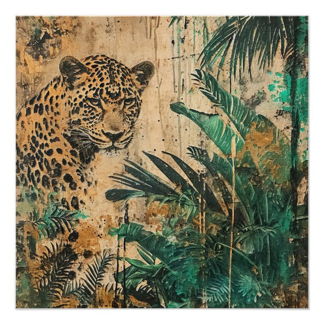 Abstrakte Jungle Cat Landschaft Poster (Vorderseite)