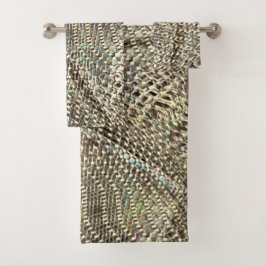 Abstrakte Jute mit leichter Metalltonschnur Badhandtuch Set